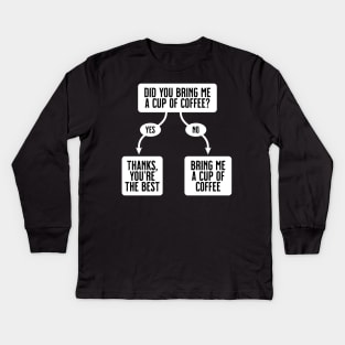 Did You Bring Me A Cup Of Coffee? - Funny, Cute Flowchart Kids Long Sleeve T-Shirt